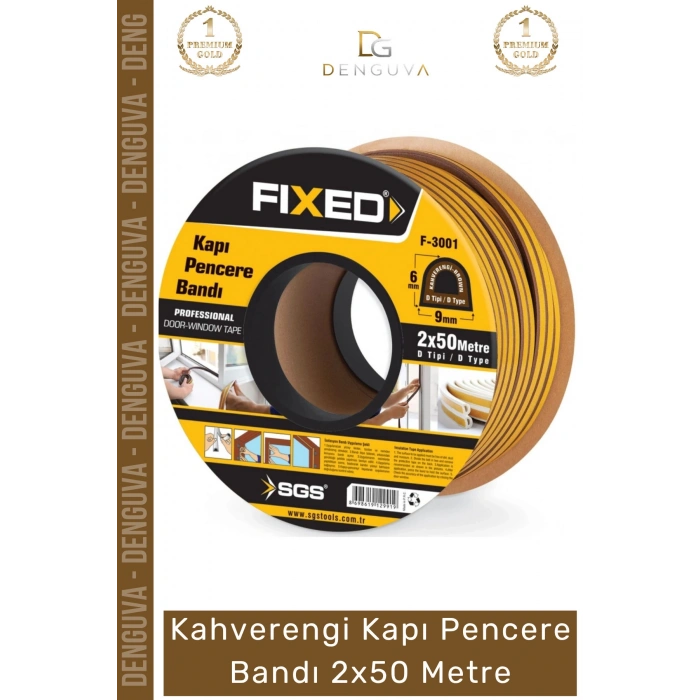 #YalıtımBandı Isı Ses Yalıtım Fitili Kahverengi Kauçuk Sünger İzolasyon Kapı Pencere Bandı 2 x 50 Metre