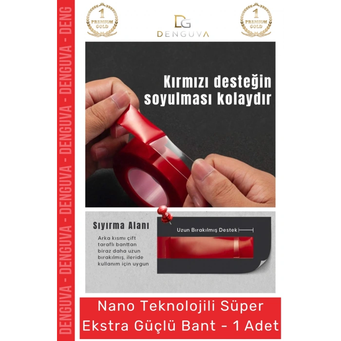 #Bant Çift Taraflı Akrilik Silikonize Şeffaf Güçlü Yapışkanlı Montaj Bant 18 mm x 2 metre - 1 Adet
