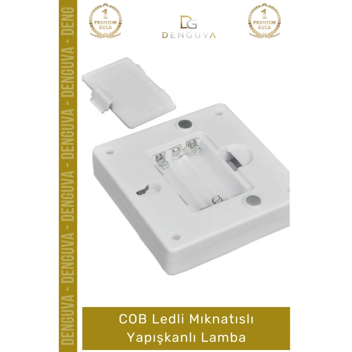 #Lamba COB LED Beyaz Işık Tasarruflu Taşınabilir Pilli Duvar Dolap Mıknatıslı Yapışkanlı Lamba - 1 Adet