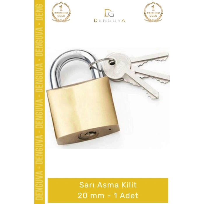 #AsmaKilit Pirinç Gövde Yüksek Güvenlikli Dayanıklı Çelik Kanca Küçük Boyut Sarı Asma Kilit 20 mm - 1 Adet