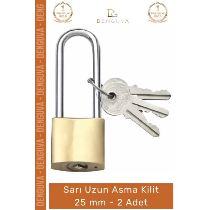 #AsmaKilit Sarı Pirinç Gövde Uzun Kanca Hırsızlığa Karşı Ekstra Dayanıklı Güvenli Asma Kilit 25 mm - 2 Adet