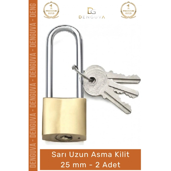 #AsmaKilit Sarı Pirinç Gövde Uzun Kanca Hırsızlığa Karşı Ekstra Dayanıklı Güvenli Asma Kilit 25 mm - 2 Adet