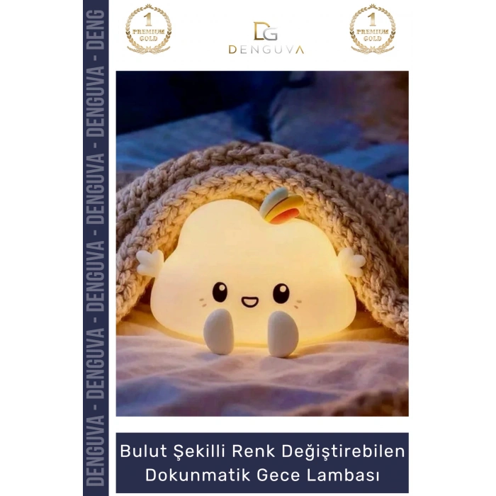 #GeceLambası Şarjlı Silikon RGB LED Bebek Çocuk Odası Modern Değiştirebilen Dokunmatik Gece Lambası