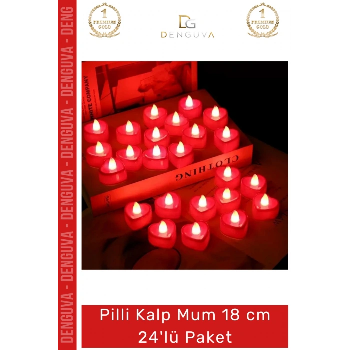 #LedMum Pilli Kalp LED Dekoratif Romantik Alevsiz Şık Aydınlatma Güvenli Mum 18cm 24lü Paket