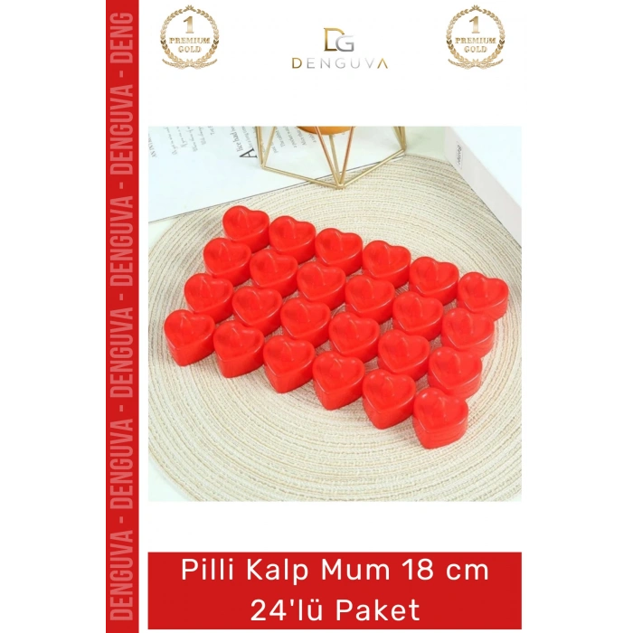 #LedMum Pilli Kalp LED Dekoratif Romantik Alevsiz Şık Aydınlatma Güvenli Mum 18cm 24lü Paket