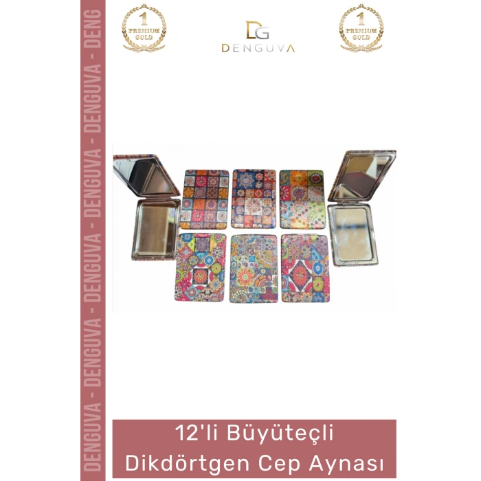 #Ayna 12li Makyaj Kişisel Bakım Kompakt Taşınabilir Hediyelik Promosyon Büyüteçli Dikdörtgen Cep Aynası