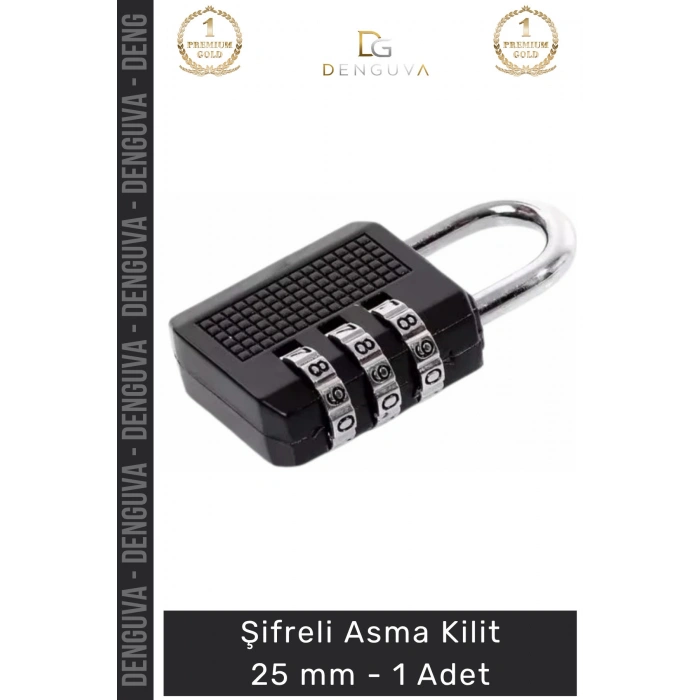 #AsmaKilit Çelik Gövdeli Dayanıklı Güvenli Valiz Dolap Emniyet Mekanizması Şifreli Asma Kilit 25mm - 1 Adet