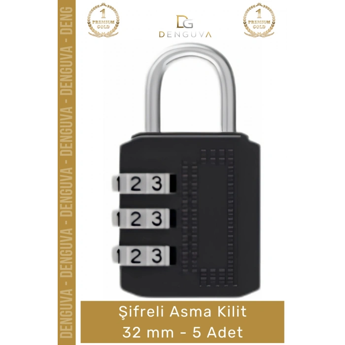 #AsmaKilit Güvenli Dayanıklı Çelik Gövde Pratik Koruma Sağlayan Uzun Ömürlü Şifreli Asma Kilit 32mm - 5 Adet