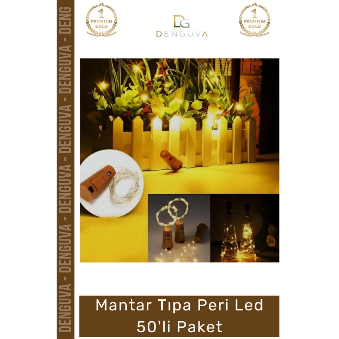 #LedIşık Dekoratif Şişe Süsleme Işığı Günışığı Pilli Esnek Tel Mantar Tıpa Peri Led 50li Paket