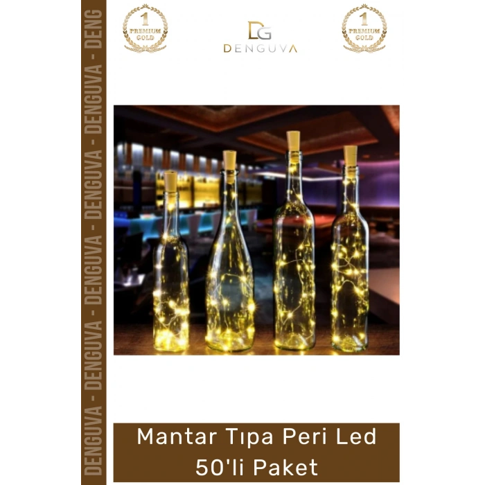 #LedIşık Dekoratif Şişe Süsleme Işığı Günışığı Pilli Esnek Tel Mantar Tıpa Peri Led 50li Paket