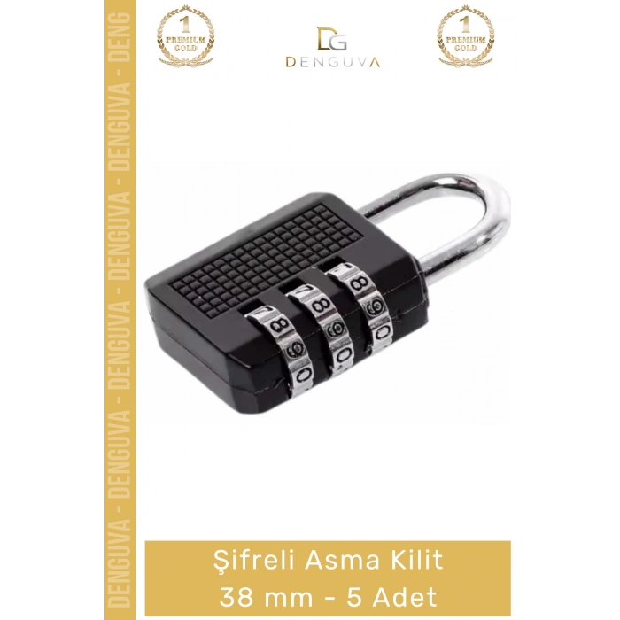 #AsmaKilit Çelik Güvenli Sağlam Pratik Dayanıklı Dış Mekan Spor Salonu Şifreli Asma Kilidi 38 mm - 5 Adet