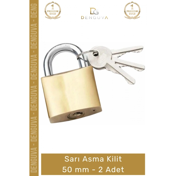 #AsmaKilit Sarı Pirinç Alaşım Dayanıklı Paslanmaz Çelik Korozyon Dirençli Güvenli Asma Kilit 50 mm - 2 Adet