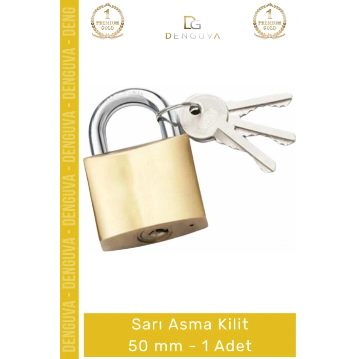 #AsmaKilit Sarı Pirinç Alaşım Dayanıklı Paslanmaz Çelik Korozyon Dirençli Güvenli Asma Kilit 50 mm - 1 Adet
