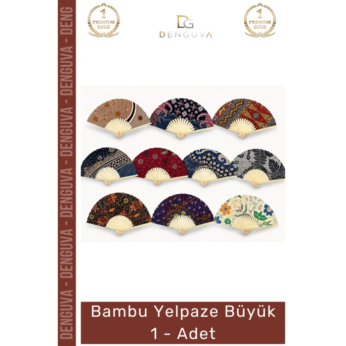 #Yelpaze Doğal El İşçiliği Şık Hediyelik Modern Katlanabilir Yazlık Tasarım Bambu Yelpaze Büyük - 1 Adet
