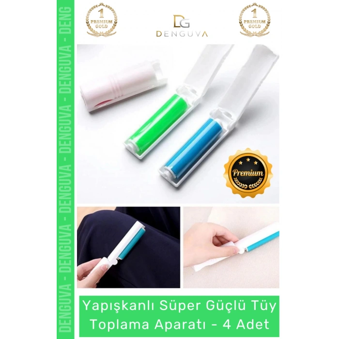 #TüyRulosu Yapışkanlı Yıkanabilir Silindir Kedi Köpek Koltuk Elbise Pratik Tüy Toz Toplama Rulosu - 4 Adet