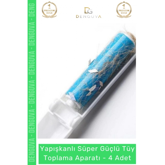 #TüyRulosu Yapışkanlı Yıkanabilir Silindir Kedi Köpek Koltuk Elbise Pratik Tüy Toz Toplama Rulosu - 4 Adet