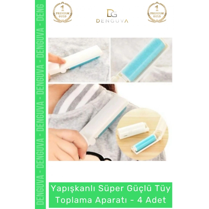 #TüyRulosu Yapışkanlı Yıkanabilir Silindir Kedi Köpek Koltuk Elbise Pratik Tüy Toz Toplama Rulosu - 4 Adet