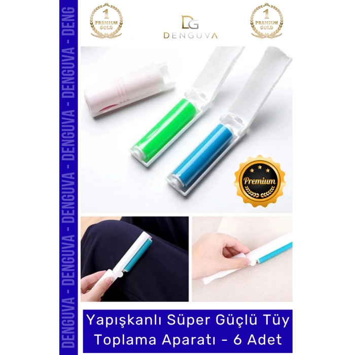 #TüyRulosu Yapışkanlı Yıkanabilir Silindir Kedi Köpek Koltuk Elbise Pratik Tüy Toz Toplama Rulosu - 6 Adet