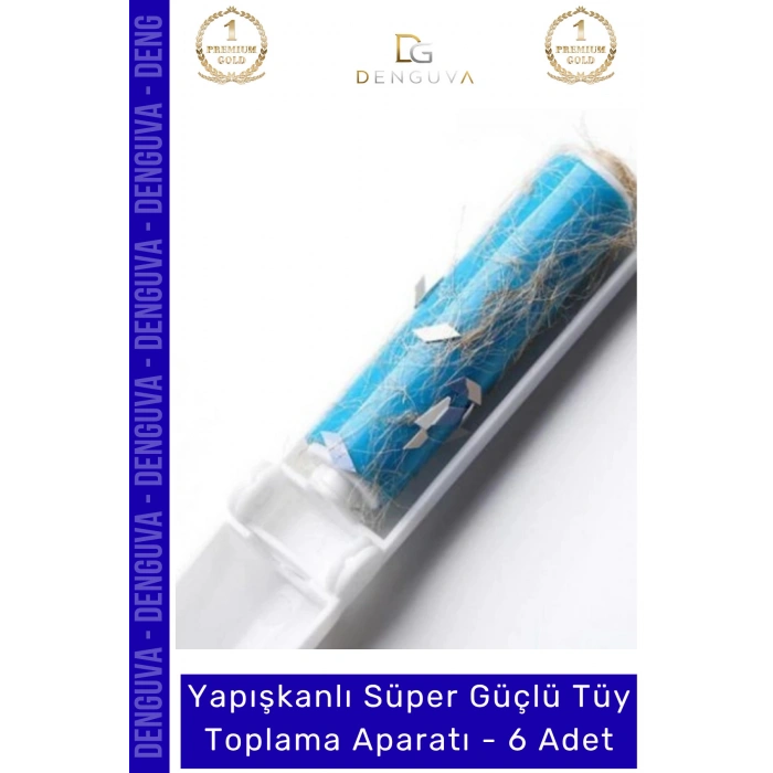 #TüyRulosu Yapışkanlı Yıkanabilir Silindir Kedi Köpek Koltuk Elbise Pratik Tüy Toz Toplama Rulosu - 6 Adet