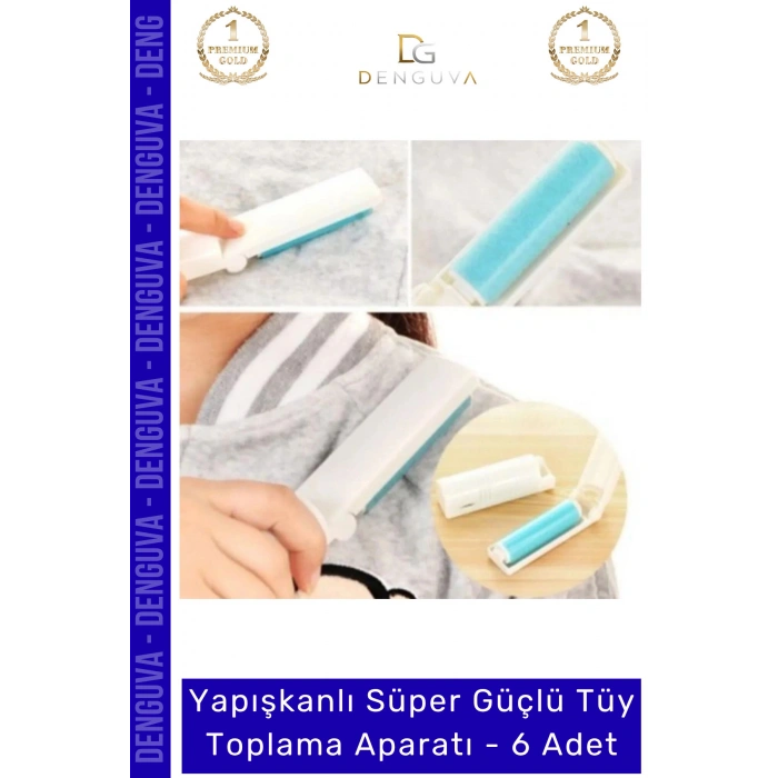 #TüyRulosu Yapışkanlı Yıkanabilir Silindir Kedi Köpek Koltuk Elbise Pratik Tüy Toz Toplama Rulosu - 6 Adet