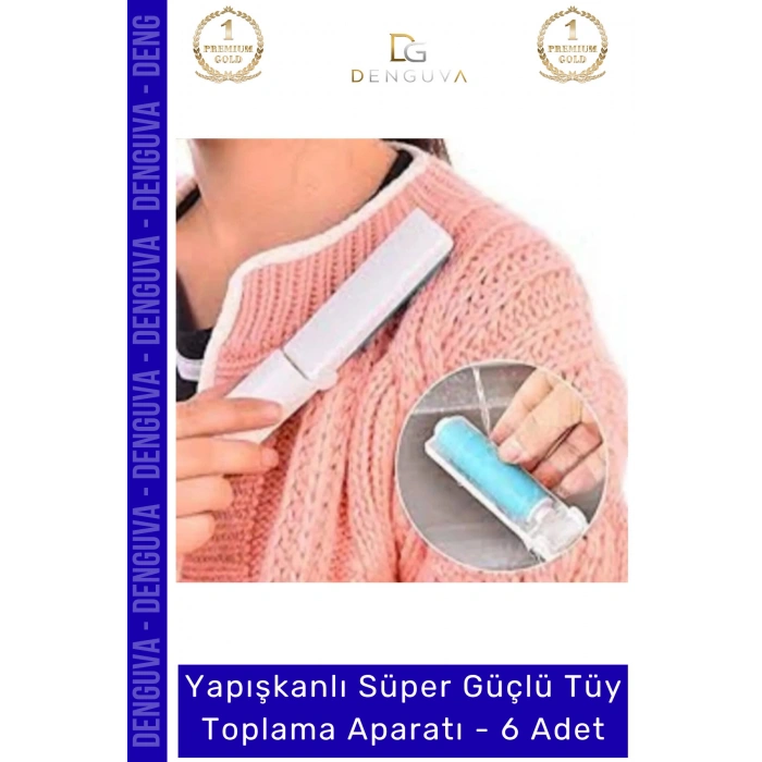 #TüyRulosu Yapışkanlı Yıkanabilir Silindir Kedi Köpek Koltuk Elbise Pratik Tüy Toz Toplama Rulosu - 6 Adet