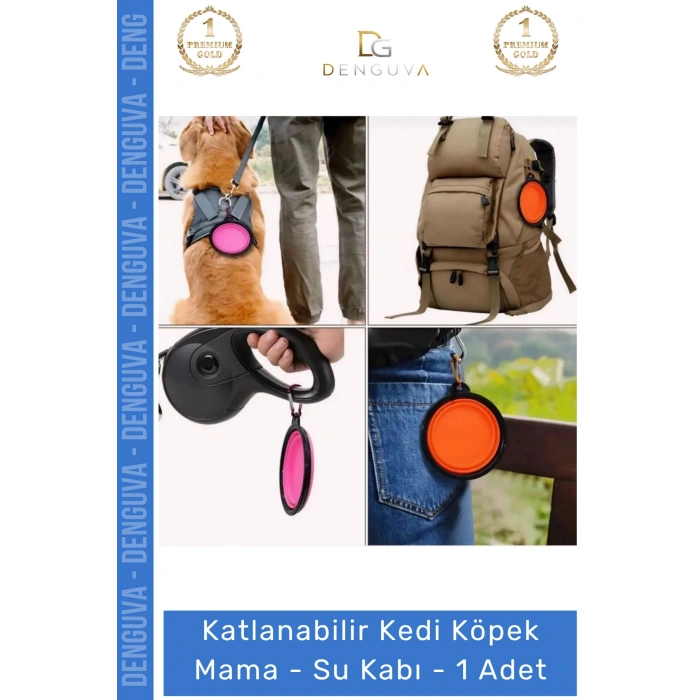 #SuKabı Katlanabilir Silikon Akordeon Kedi Köpek Seyahat Tipi Pratik Evcil Hayvan Mama Su Kabı - 1 Adet