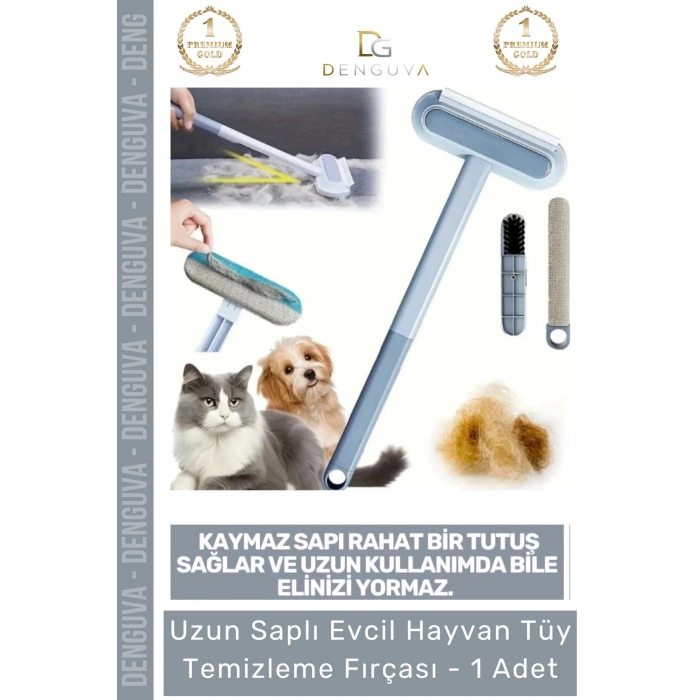 #TüyFırçası Uzun Saplı Evcil Hayvan Kedi Köpek Koltuk Halı Araba Mikrofiber Tüy Temizleme Fırçası - 1 Adet