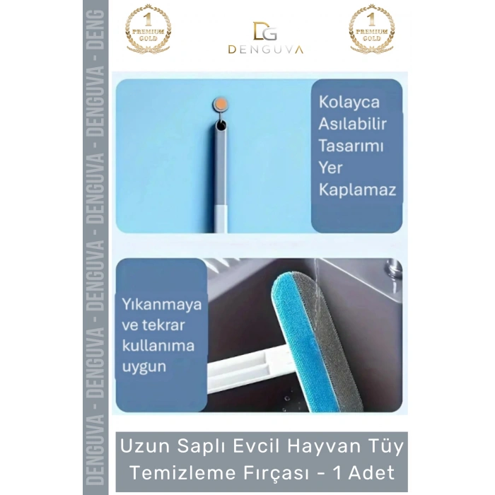 #TüyFırçası Uzun Saplı Evcil Hayvan Kedi Köpek Koltuk Halı Araba Mikrofiber Tüy Temizleme Fırçası - 1 Adet