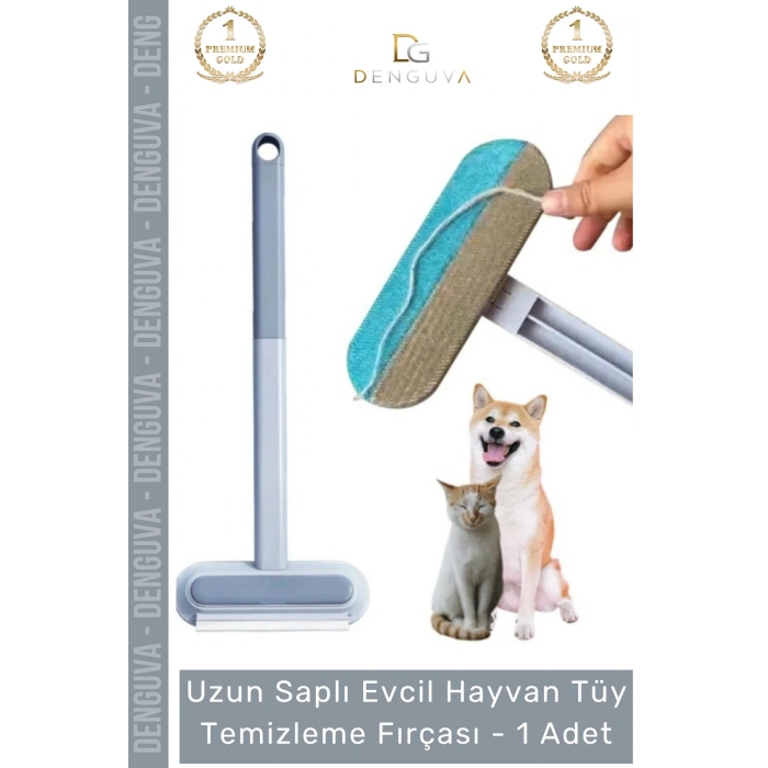 #TüyFırçası Uzun Saplı Evcil Hayvan Kedi Köpek Koltuk Halı Araba Mikrofiber Tüy Temizleme Fırçası - 1 Adet