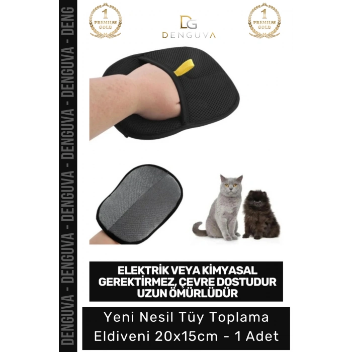 #TüyEldiveni Mikrofiber Çift Yönlü Ergonomik Evcil Hayvan Kedi Köpek Toz Tüy Toplama Eldiveni 20x15 cm - 1 Adet