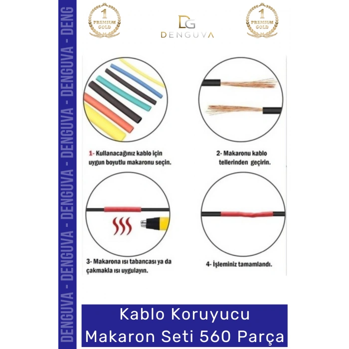 #MakaronSeti Isı Büzüşmeli Daralan Kablo Koruma Elektriksel İzolasyon Termal Makaron Seti 560 Parça