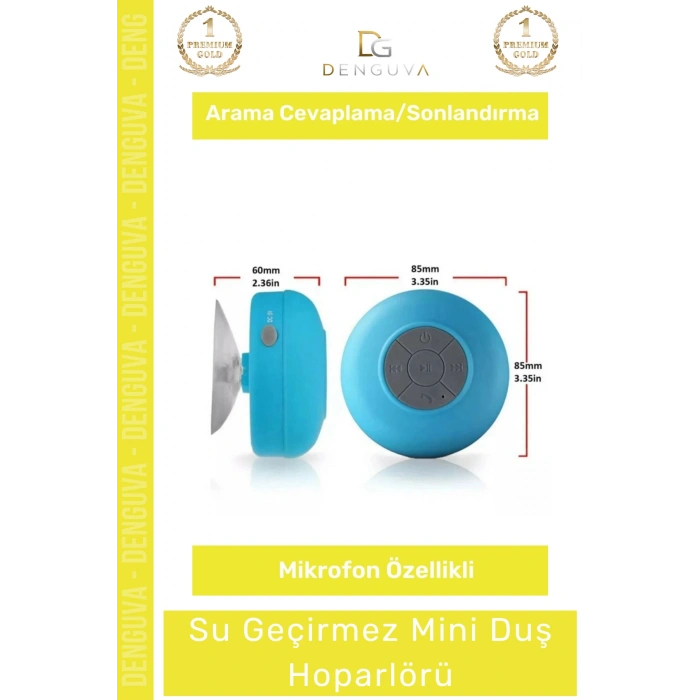 #Hoparlör Su Geçirmez Bluetooth Mikrofonlu Vantuzlu Şarjlı Taşınabilir Duş Kamp Sahil Hoparlörü