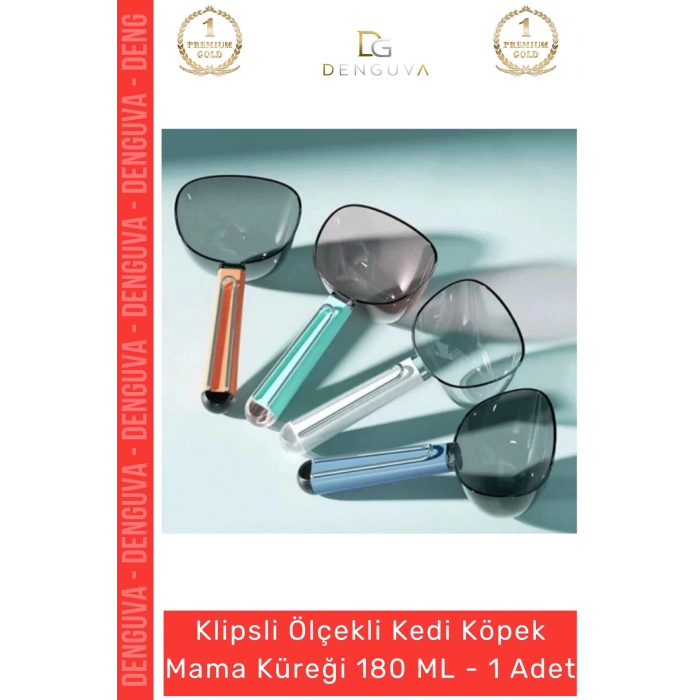 #MamaKüreği Klipsli 180 ml Hijyenik Evcil Hayvan Porsiyon Kontrolü Ölçekli Kedi Köpek Mama Küreği - 1 Adet