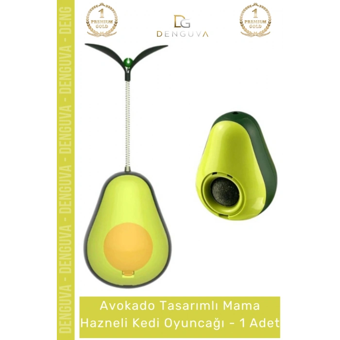 #KediOyuncağı Avokado Şeklinde Kedi Naneli İnteraktif Hareketli Eğitici Ödül Kapak Mama Hazneli Kedi Oyuncağı - 1 Adet