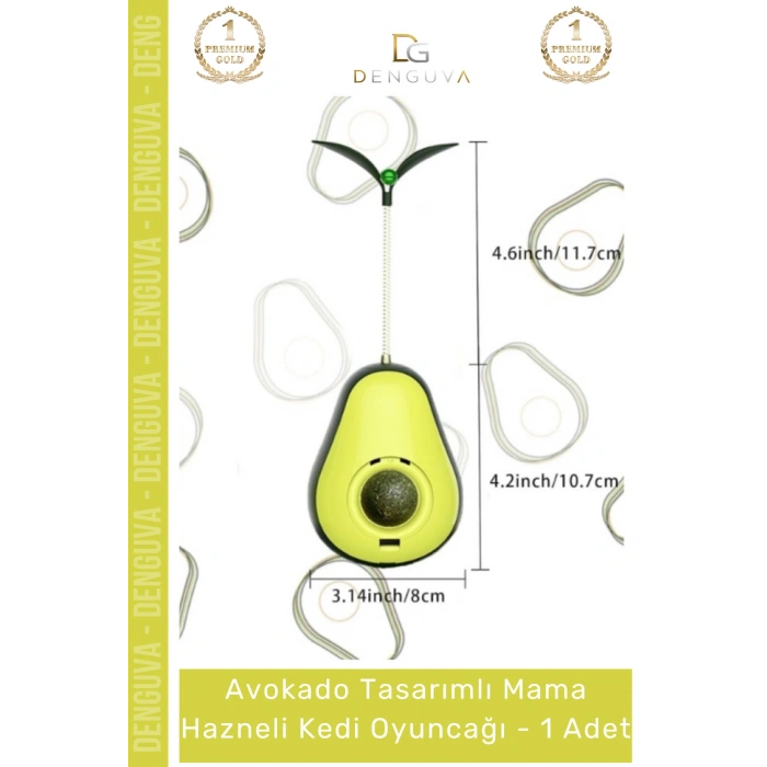 #KediOyuncağı Avokado Şeklinde Kedi Naneli İnteraktif Hareketli Eğitici Ödül Kapak Mama Hazneli Kedi Oyuncağı - 1 Adet