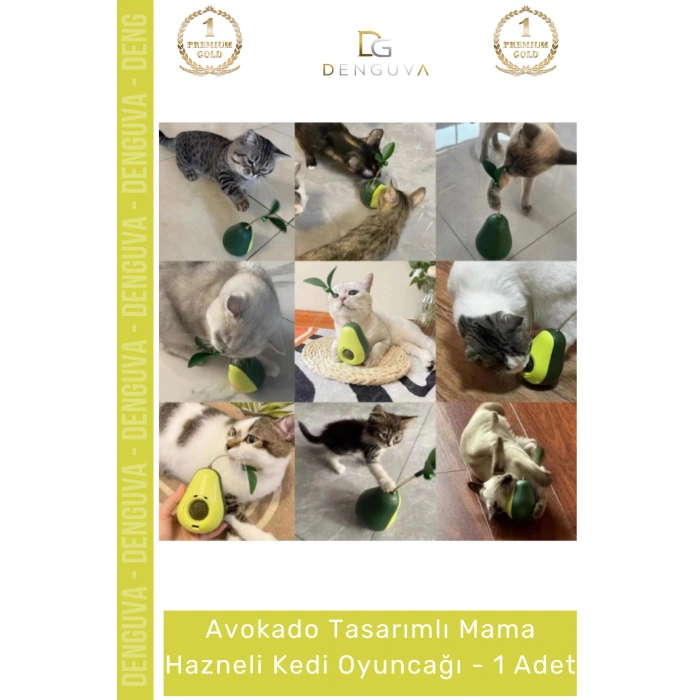 #KediOyuncağı Avokado Şeklinde Kedi Naneli İnteraktif Hareketli Eğitici Ödül Kapak Mama Hazneli Kedi Oyuncağı - 1 Adet