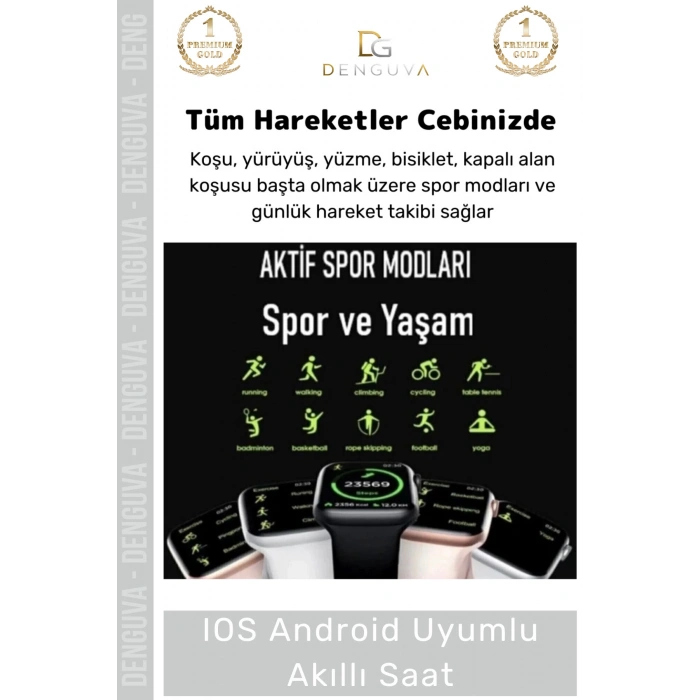 #AkıllıSaat Premium T500 Plus Ips Ekran Spor Sağlık Sensörlü Android Tansiyon Nabız Ölçer Akıllı Saat
