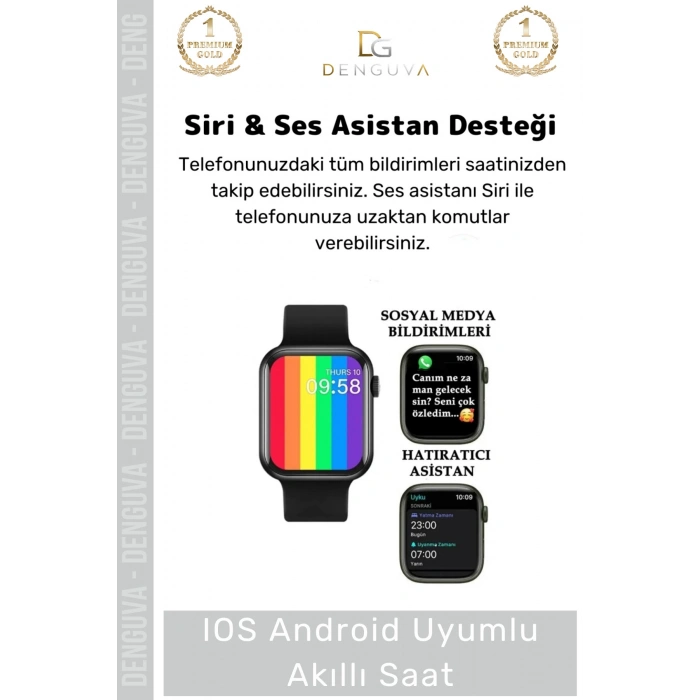 #AkıllıSaat Premium T500 Plus Ips Ekran Spor Sağlık Sensörlü Android Tansiyon Nabız Ölçer Akıllı Saat