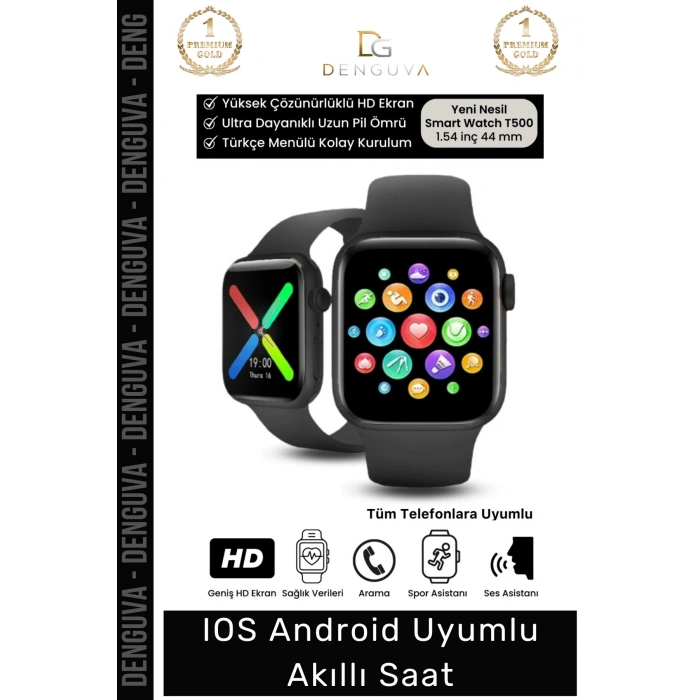 #AkıllıSaat Premium T500 Plus Ips Ekran Spor Sağlık Sensörlü Android Tansiyon Nabız Ölçer Akıllı Saat