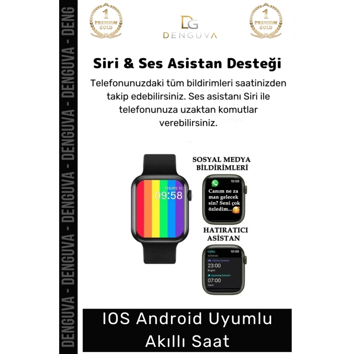 #AkıllıSaat Premium T500 Plus Ips Ekran Spor Sağlık Sensörlü Android Tansiyon Nabız Ölçer Akıllı Saat