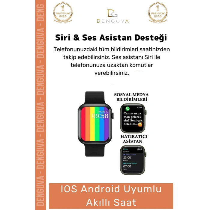 #AkıllıSaat Premium T500 Plus Ips Ekran Sağlık Sensörlü Android Ios Tansiyon Nabız Ölçer Akıllı Saat