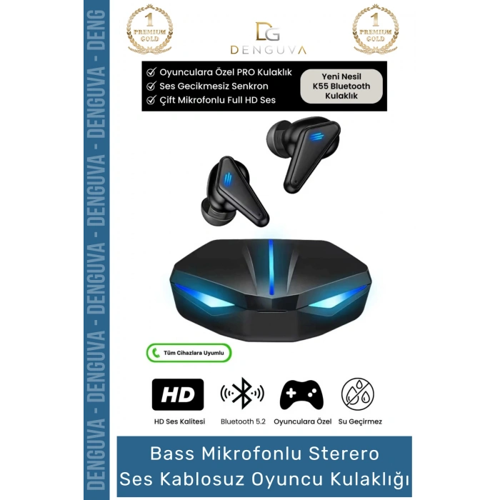 #Kulaklık 3D Stereo ANC Gürültü Engelleyici Suya Dayanıklı Mikrofonlu Bluetooth Kablosuz Oyuncu Kulaklık