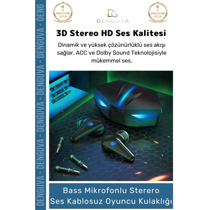 #Kulaklık 3D Stereo ANC Gürültü Engelleyici Suya Dayanıklı Mikrofonlu Bluetooth Kablosuz Oyuncu Kulaklık