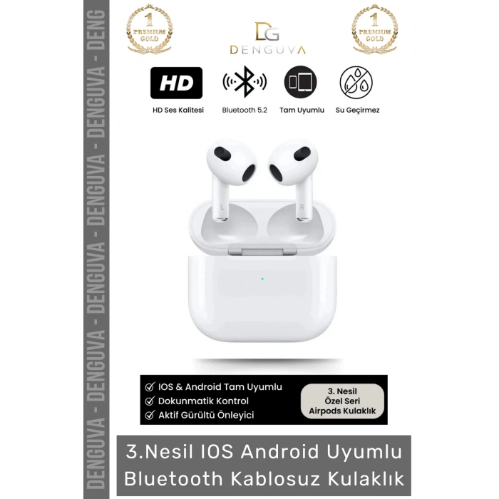 #Kulaklık Bluetooth 52 Aktif Gürültü Önleyici Stereo HD Ses Su Geçirmez Kulak İçi Kablosuz Kulaklık