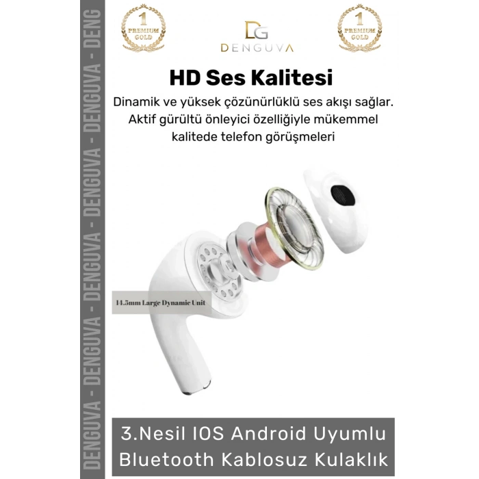#Kulaklık Bluetooth 52 Aktif Gürültü Önleyici Stereo HD Ses Su Geçirmez Kulak İçi Kablosuz Kulaklık
