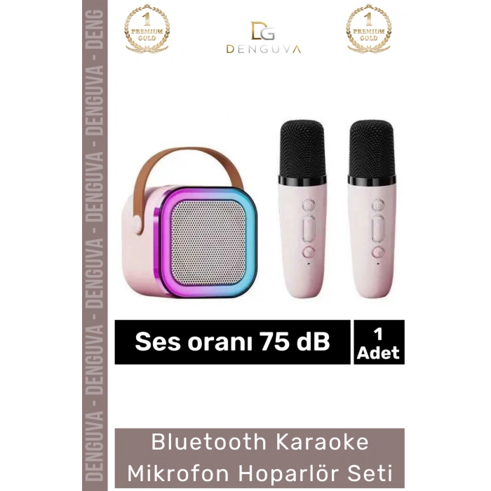 #KaraokeSeti Kablosuz Taşınabilir Lityum Pilli Bluetooth 20W Güçlü Ses Karaoke Mikrofon Hoparlör Seti
