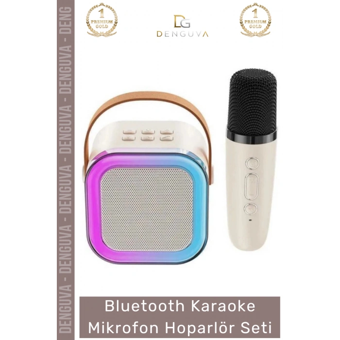#KaraokeSeti Kablosuz Taşınabilir Lityum Pilli Bluetooth 20W Güçlü Ses Karaoke Mikrofon Hoparlör Seti