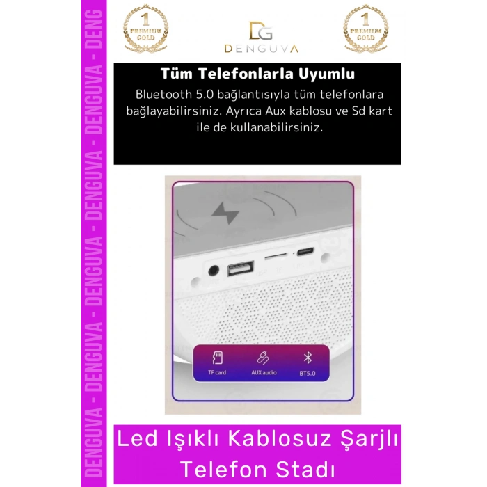 #TelefonStandı RGB LED Işıklı Kablosuz Şarjlı Masa Lambası Saatli Hoparlör Telefon Standı 3 in 1 Speaker