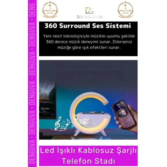 #TelefonStandı RGB LED Işıklı Kablosuz Şarjlı Masa Lambası Saatli Hoparlör Telefon Standı 3 in 1 Speaker