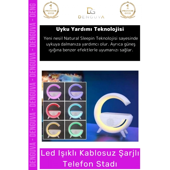 #TelefonStandı RGB LED Işıklı Kablosuz Şarjlı Masa Lambası Saatli Hoparlör Telefon Standı 3 in 1 Speaker